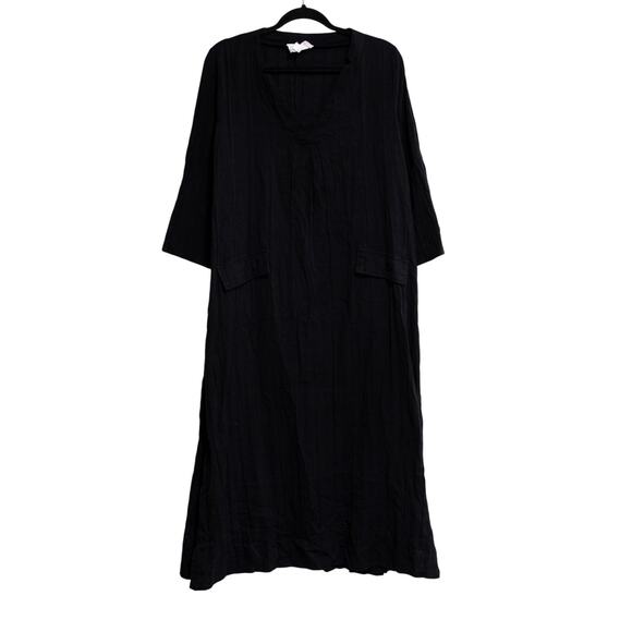 Pomander Place Carolina Caftan Black Windowpane V-Neck Resort Gauzy SZ XL - Picture 2 of 6